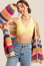 Load image into Gallery viewer, Hand Crochet Multi Color Oversized Open Cardigan
