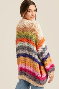 Hand Crochet Multi Color Oversized Open Cardigan